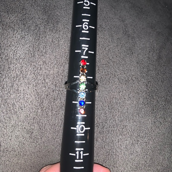 Costume jewelry ring silver colour chakras colours Adjustable - Picture 2 of 5